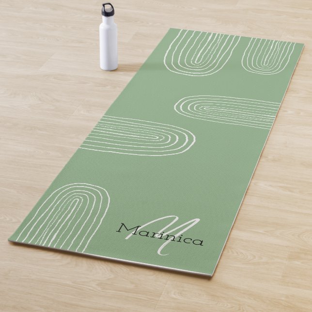Boho Mid Century Chic Rainbow Monogrammed Yoga Mat (In Situ)