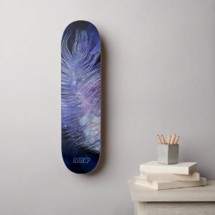 *~*  Boho Midnight Sky Cosmic Pastel Feather Skateboard