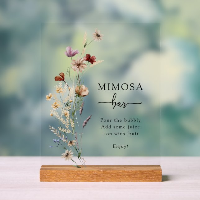 Boho Mimosa Bar Acrylic Sign (Neutral)