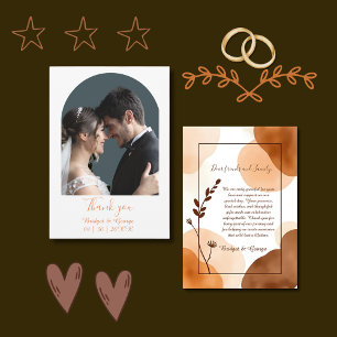 boho minimal abstract earthy wedding tone thank you card