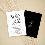 Boho Minimal Dark Terracotta Leaf Monogram Wedding Invitation<br><div class="desc">This elegant and minimal wedding invitation is perfect for the summer and spring seasons. It features modern leaf line art with simple monogram typography. The colour scheme includes black and white. It's contemporary, bohemian, rustic, and simple, the perfect design to impress your guests. ***IMPORTANT DESIGN NOTE: For any custom design...</div>