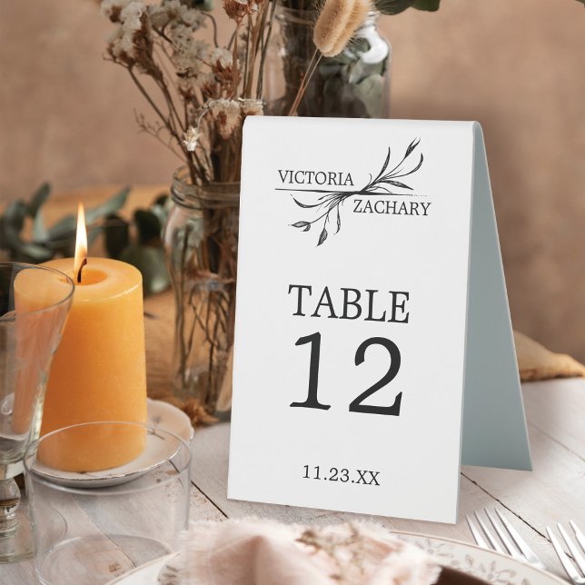 Boho Minimal Leaf Monogram Wedding Table Numbers (Creator Uploaded)