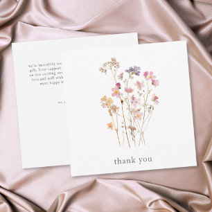 Boho Minimal Pressed Wildflower Botanical Wedding Thank You Card