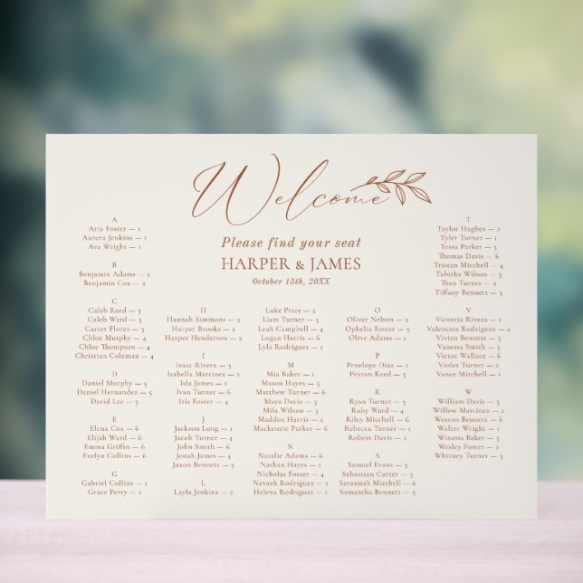 Boho Minimal Wedding Alphabetical Seating Chart  (Neutral)