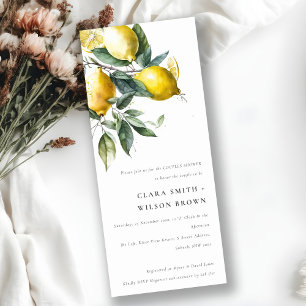 Boho Minimal Yellow Lemon Garden Couples Shower Invitation
