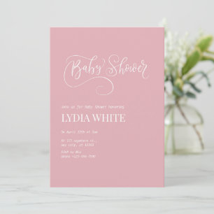 Boho Minimalist Baby Shower Pink Girl Baby Shower Invitation