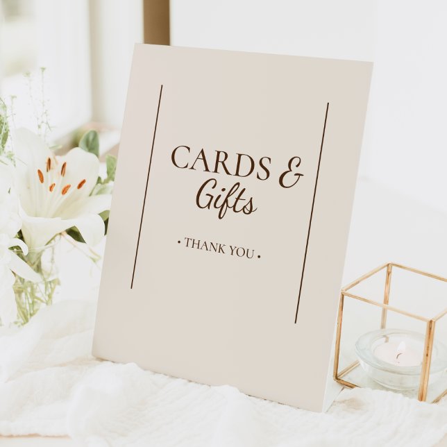 Boho Minimalist Beige Baby Shower Cards and Gifts  Pedestal Sign (Creator Uploaded)