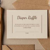 Boho Minimalist Beige Baby Shower Diaper Raffle