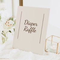 Boho Minimalist Beige Baby Shower Diaper Raffle