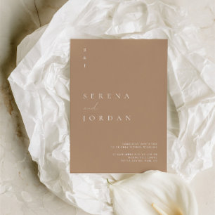 Boho Minimalist Beige Tan Wedding Invitation