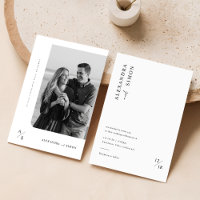Boho Minimalist Black and White Monogram Wedding