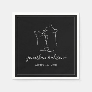 Boho Minimalist Black & White Engagement Wedding Napkin