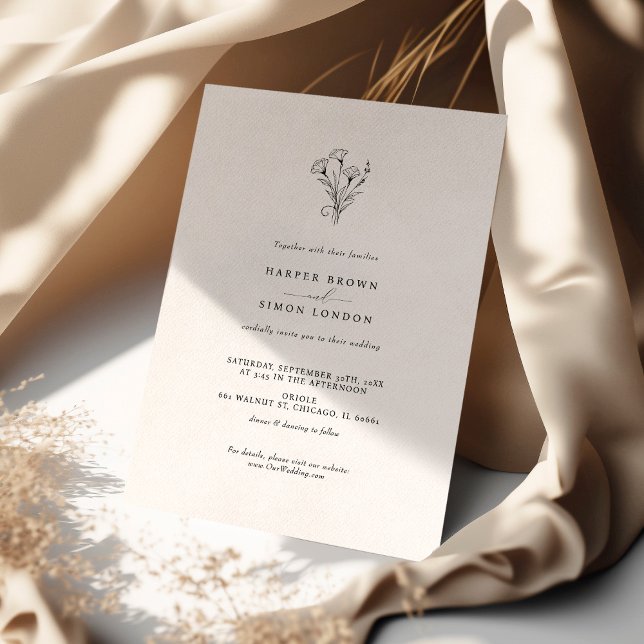 Boho Minimalist Black White Wedding Invitation (Creator Uploaded)