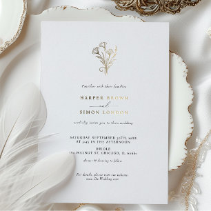 Boho Minimalist Black White Wedding Invitation