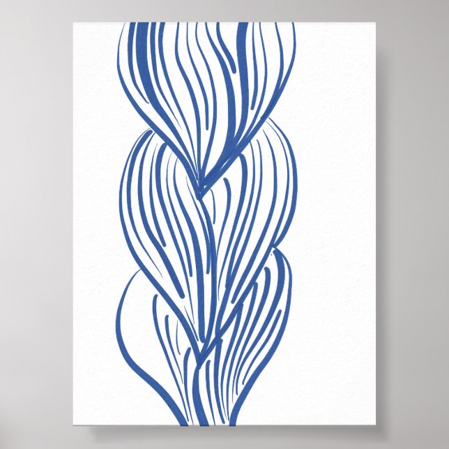 Boho Minimalist Blue Line Art Poster (Front)