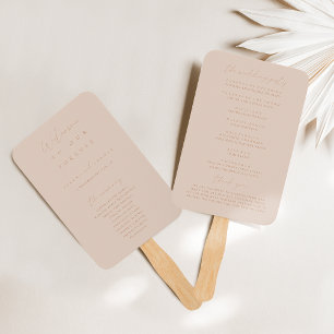 Boho Minimalist Blush Pink Wedding Program Hand Fan