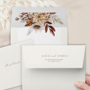 Boho minimalist botanical cream fall wedding  envelope