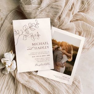 Boho Minimalist Botanical Floral Wedding Invitation