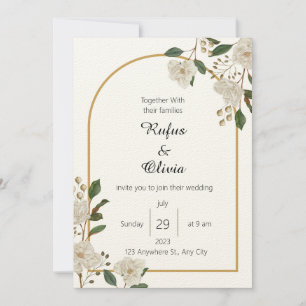 Boho Minimalist Botanical Floral Wedding Invitation