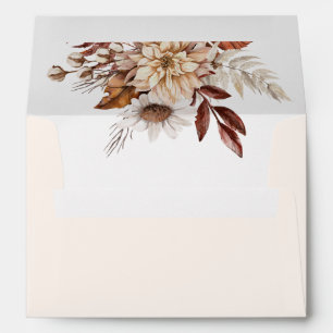 Boho minimalist botanical ivory fall wedding envelope