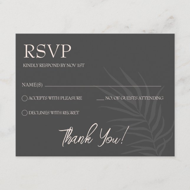 Boho Minimalist Botanical RSVP Enclosure Card (Front)