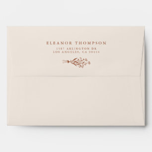 Boho Minimalist Botanicals Ivory Wedding Envelope