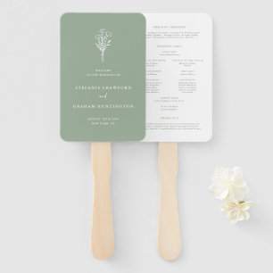 Boho Minimalist Botanicals Sage Green Program Hand Fan