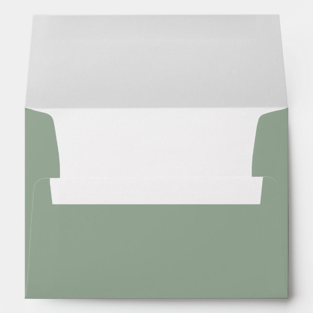 Boho Minimalist Botanicals Sage Green Wedding Envelope (Back (Bottom))