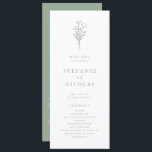 Boho Minimalist Botanicals Sage Green Wedding Programme<br><div class="desc">Share the wedding details with your family and friends with this customisable wedding programs. It features a minimalist floral bouquet line art. Personalise by adding your details. These sage green and white floral wedding programs are perfect for any wedding theme or season.</div>