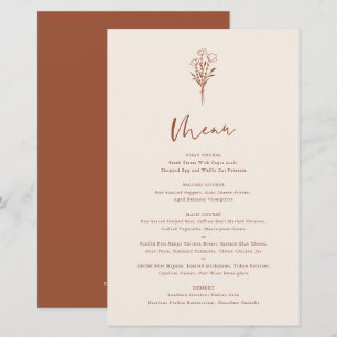 Boho Minimalist Botanicals Terracotta Menu Card