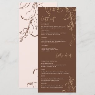 Boho Minimalist Botanicals Terracotta Wedding Menu
