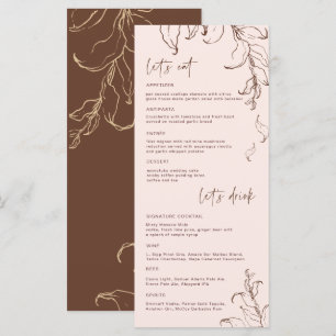Boho Minimalist Botanicals Terracotta Wedding Menu