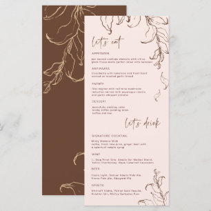 Boho Minimalist Botanicals Terracotta Wedding Menu