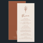 Boho Minimalist Botanicals Terracotta Wedding Menu<br><div class="desc">Add these customisable botanical minimalist menu cards to your event's tablescape. It features a modern floral bouquet line with whimsical calligraphy. Personalise this boho menu card by adding names,  dates and meal choices. This terracotta menu card is perfect for weddings,  baby showers,  bridal showers,  birthdays,  and so much more.</div>