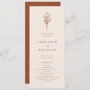 Boho Minimalist Botanicals Terracotta Wedding Programme