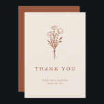 Boho Minimalist Botanicals Terracotta Wedding Thank You Card<br><div class="desc">Customisable terracotta wedding thank you card. It features a modern floral bouquet line art and simple typography. Personalise by adding names,  date and message. This minimalist floral thank you card is perfect for weddings,  bridal showers,  baby showers,  birthdays,  and other events.</div>