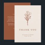 Boho Minimalist Botanicals Terracotta Wedding Thank You Card<br><div class="desc">Customisable terracotta wedding thank you card. It features a modern floral bouquet line art and simple typography. Personalise by adding names,  date and message. This minimalist floral thank you card is perfect for weddings,  bridal showers,  baby showers,  birthdays,  and other events.</div>