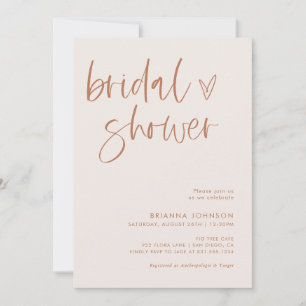 Boho Minimalist Bridal Shower   Modern Bridal  Invitation