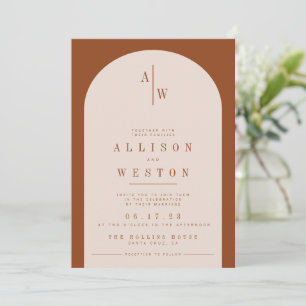 Boho Minimalist Burnt Orange Wedding Invitation