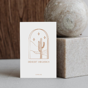 Boho Minimalist Cactus Line Art Logo Terracotta  Business Card