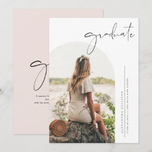Boho Minimalist Calligraphy Arch Photo Graduation Announcement