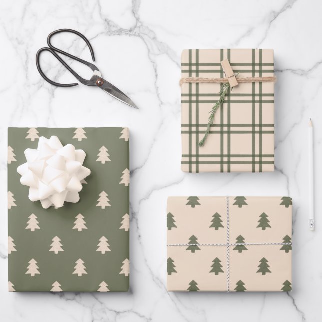 Boho Minimalist Christmas Winter Neutral Modern Wrapping Paper Sheet (Front)