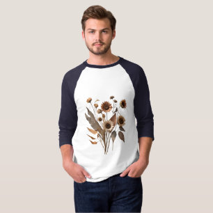 Boho Minimalist Dried Floral Art Print T-Shirt