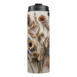 Boho Minimalist Dried Floral Art Print Thermal Tumbler