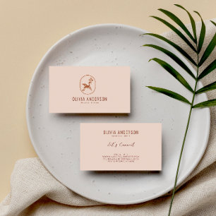 Boho Minimalist Earthy Terracotta Unique Logo Business Card