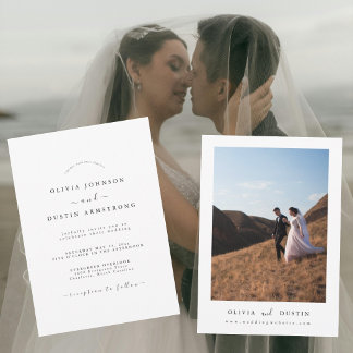 Boho Minimalist Elegant Photo Wedding Invitation