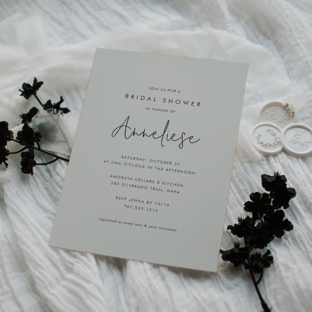 Boho Minimalist Handwritten Script Bridal Shower Invitation (Creator Uploaded)