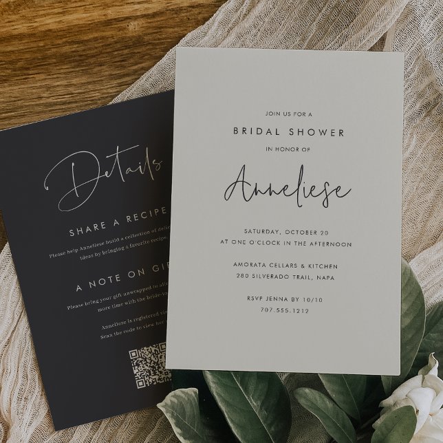 Boho Minimalist Handwritten Script Bridal Shower Invitation (Creator Uploaded)
