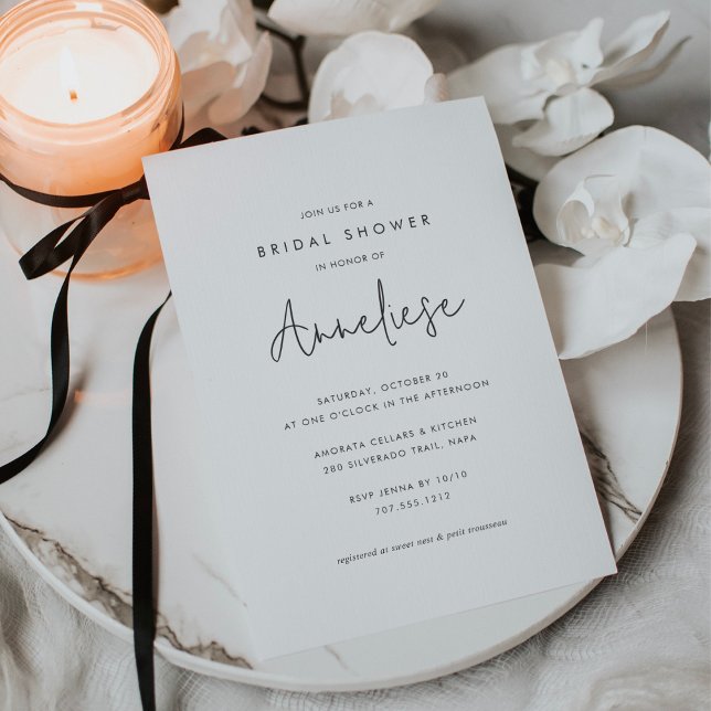 Boho Minimalist Handwritten Script Bridal Shower Invitation (Creator Uploaded)