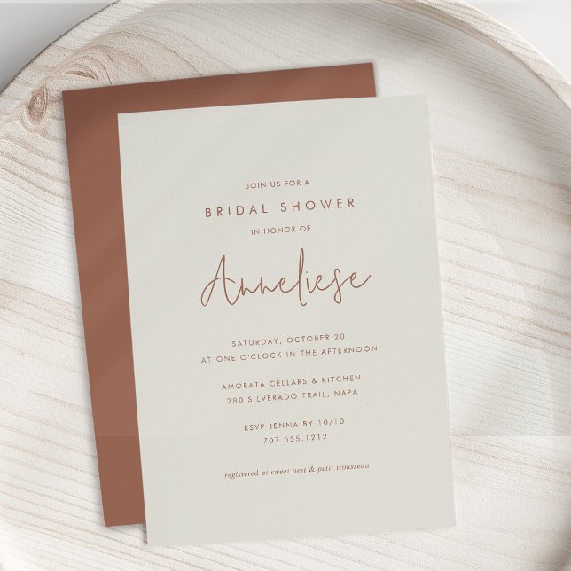 Boho Minimalist Handwritten Script Bridal Shower Invitation (Creator Uploaded)